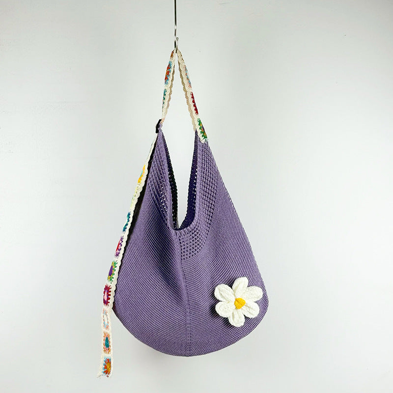 Women's Woven Shoulder Bag Hollow Flower