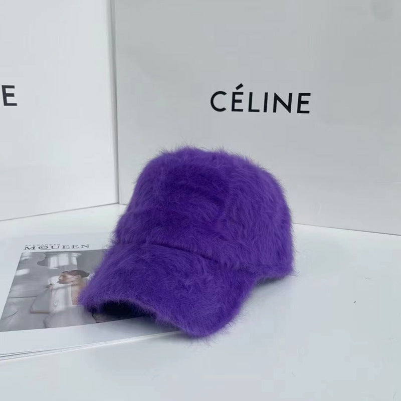 Simple Plush Baseball Cap Women's Warm