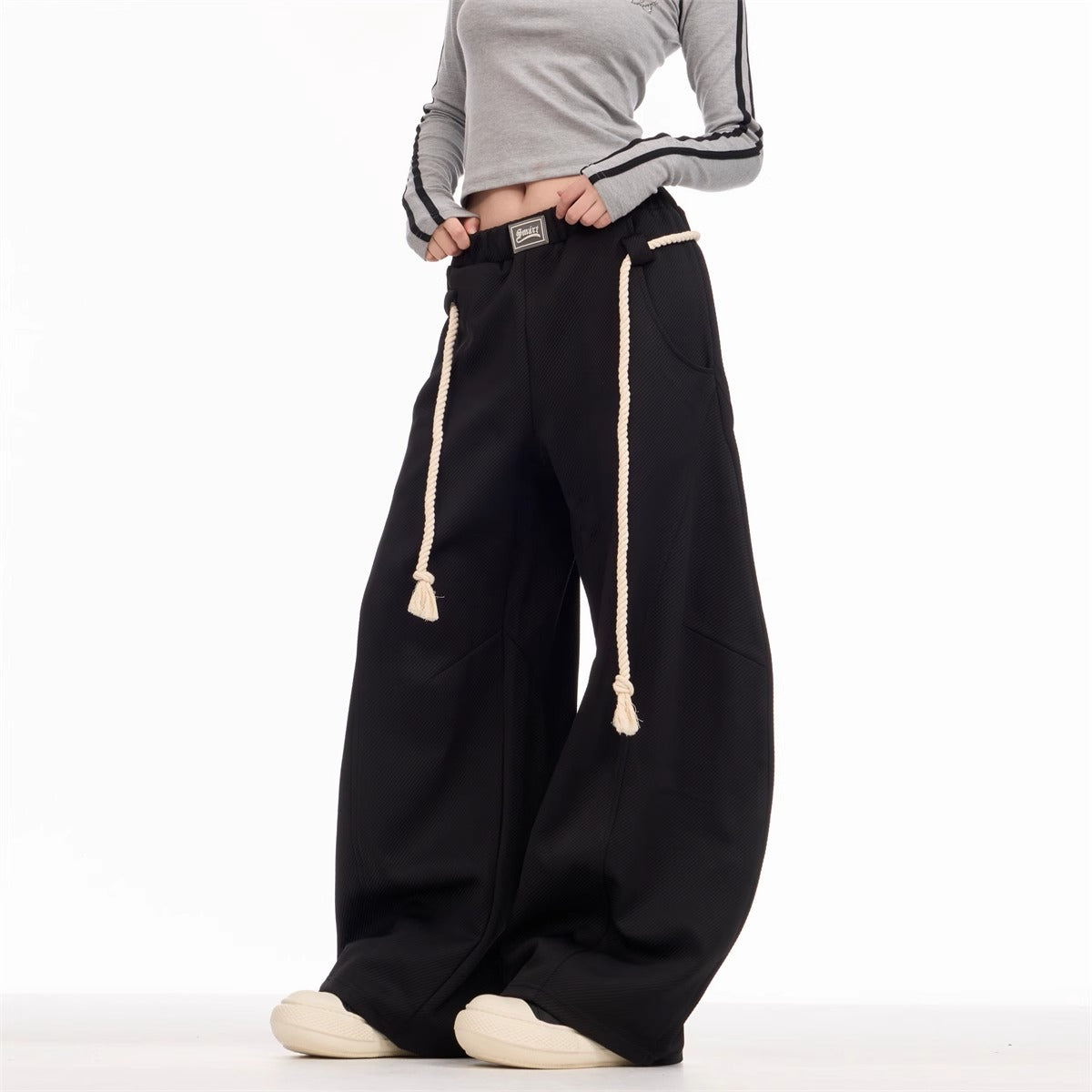 Retro Sports Pants Female Loose Wide Leg Leisure Sweatpants