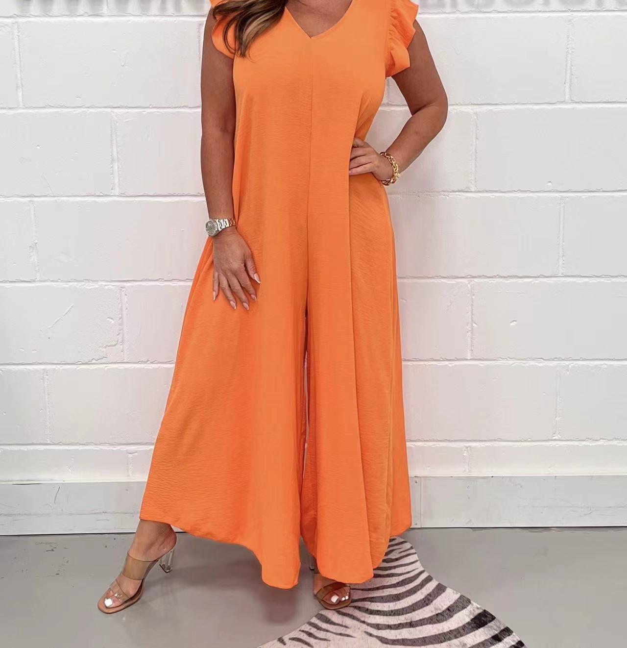 Women's Casual Short Sleeve And Long Pattern Jumpsuit