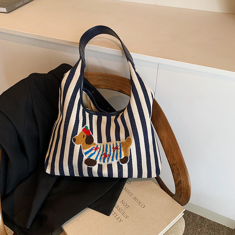 New Embroidery Cartoon Anime Large Capacity Shoulder Bag