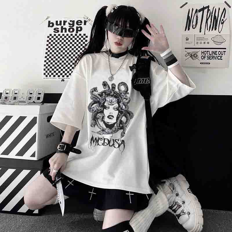 Versatile Printed Crewneck Loose T-Shirt Short Sleeves