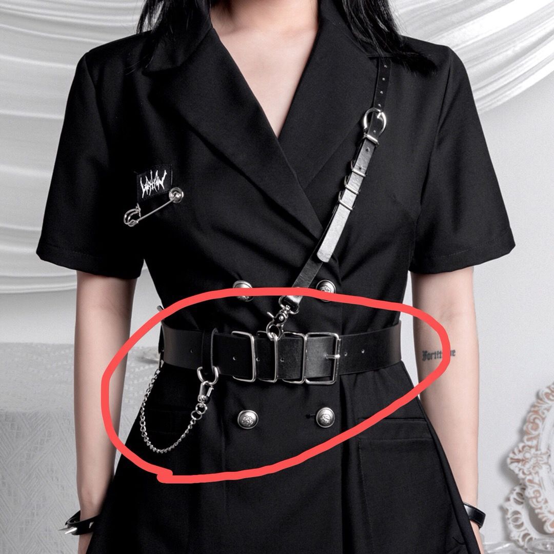 Nightclub Punk Style Hong Kong Fan Personality Style Shoulder Lace PU Decorative Belt Strap Fashion Women
