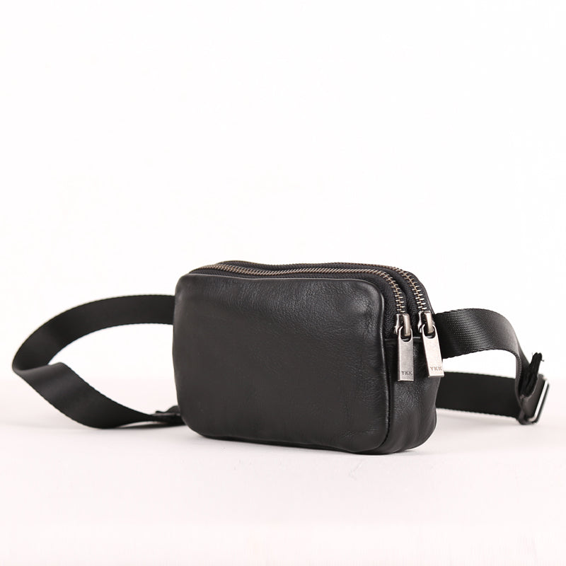 Cow Leather Waist Bag With Top Layer