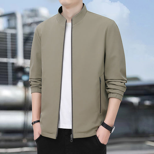 Mens Stand-Up Collar Business-Style Lightweight Casual Jacket