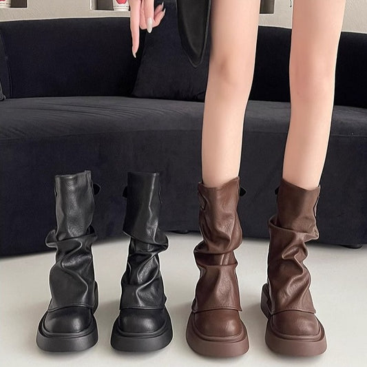 Fashionable All-matching Summer New Height Increasing Belt Buckle Boots