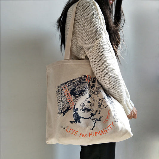 Large Canvas Bag Shoulder Student School All-match