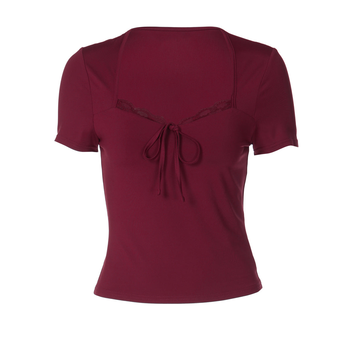 Women's Fashionable Lace-up Slim-fit Short-sleeve