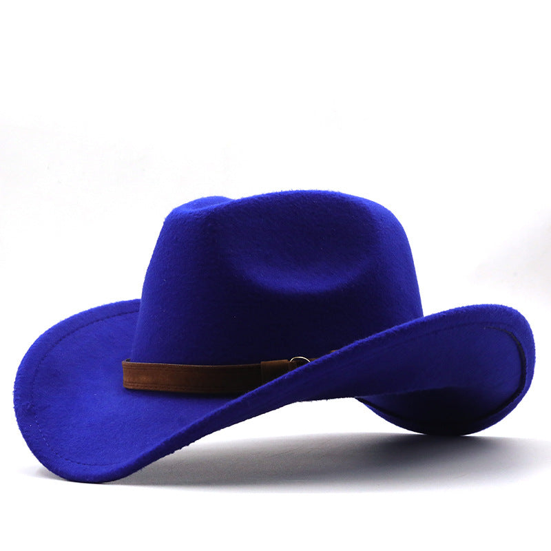 Casual Retro Belt Autumn And Winter Men's And Women's Woolen Western Cowboy Hat