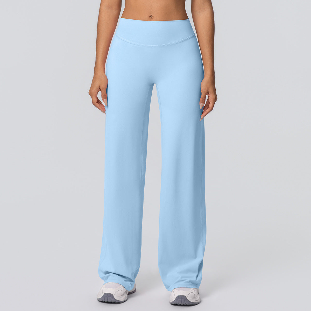 Double-sided Brushed Solid-color High-waisted Loose-fitting Breathable Yoga Wide-leg Pants