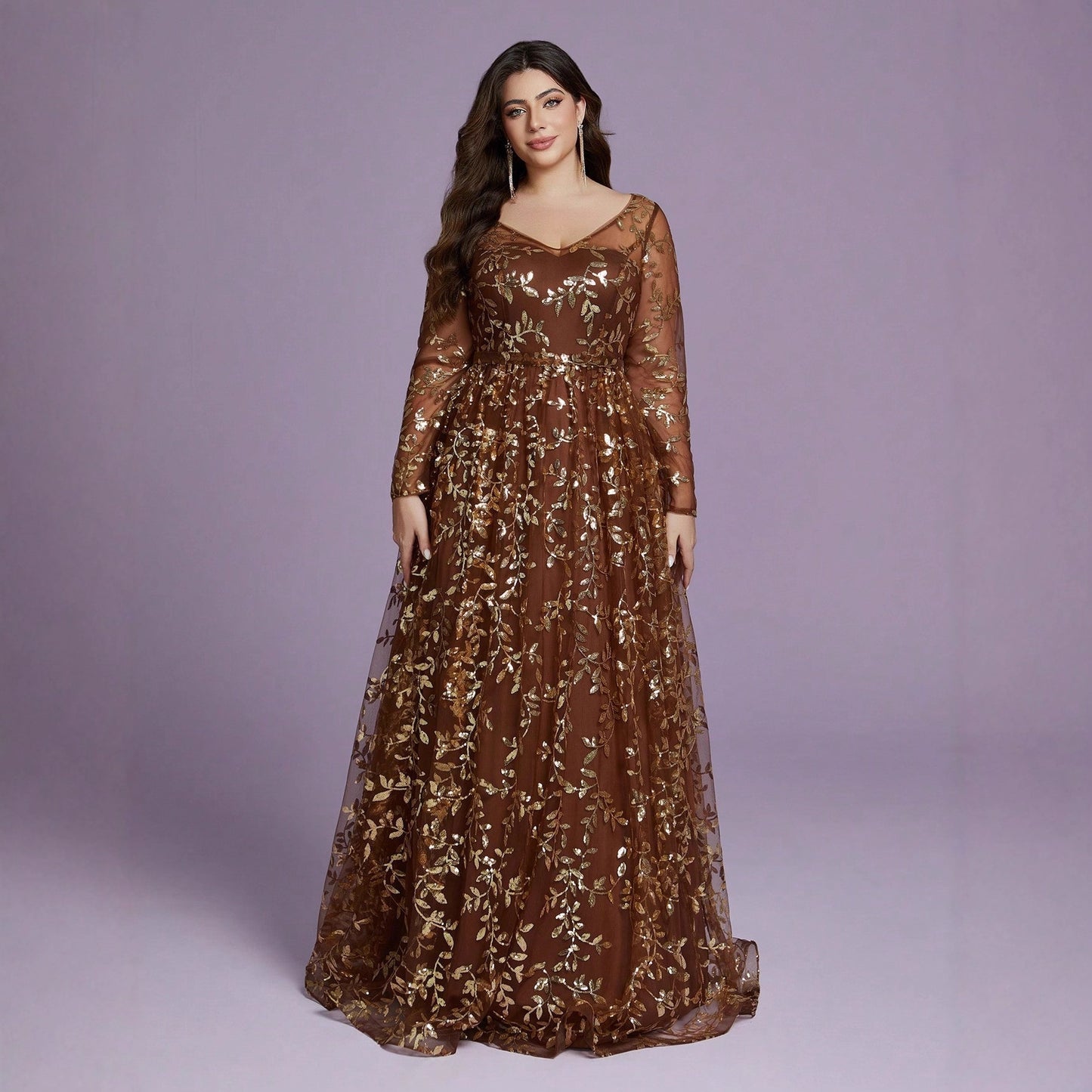 New Slim-fit V-neck Long-sleeve Cocktail And Ball Gown