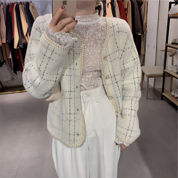 Classic Style Knitted Sweater Striped Loose All-match Women's Coat