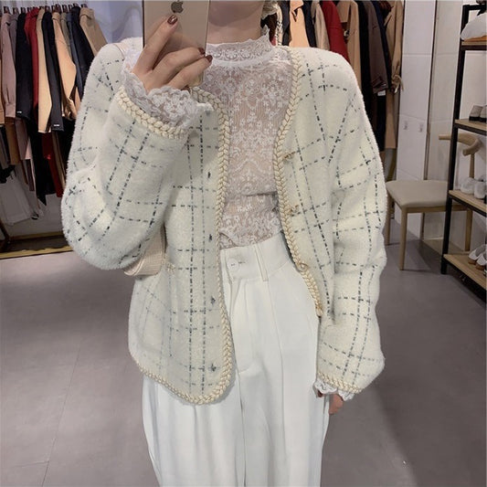 Classic Style Knitted Sweater Striped Loose All-match Women's Coat