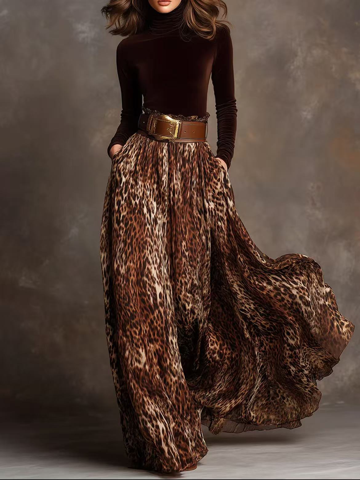 Womens High-waisted Figure-flattering, Versatile Drapey Casual Dress