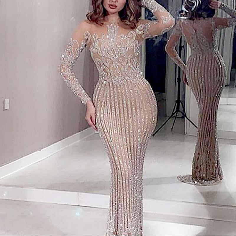 Stretchy Gold Body-Slimming Dress For Women
