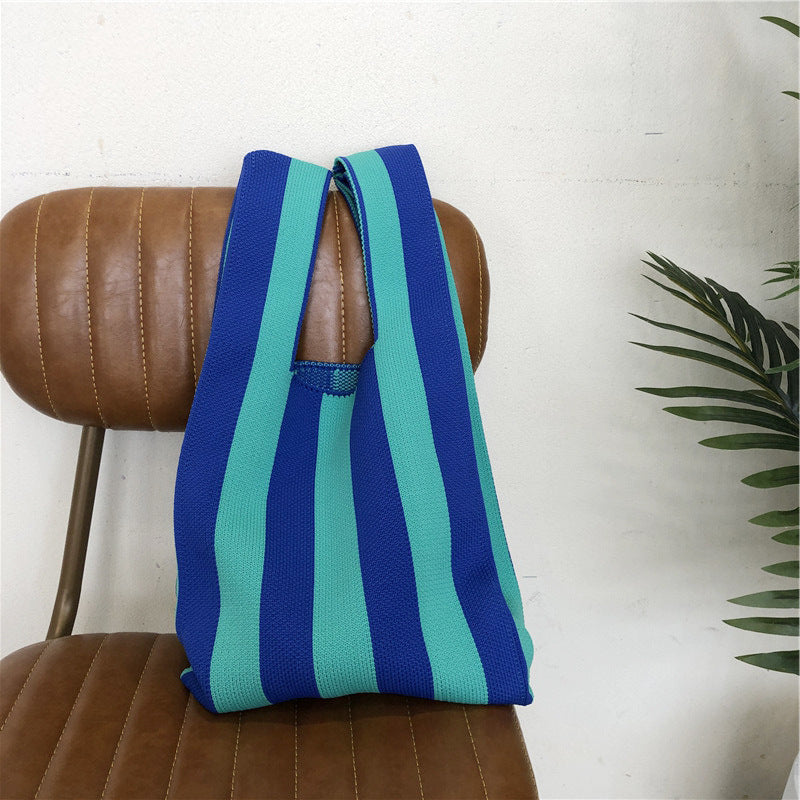 Checkerboard Wool Knit Woven One-shoulder Armpit Bag