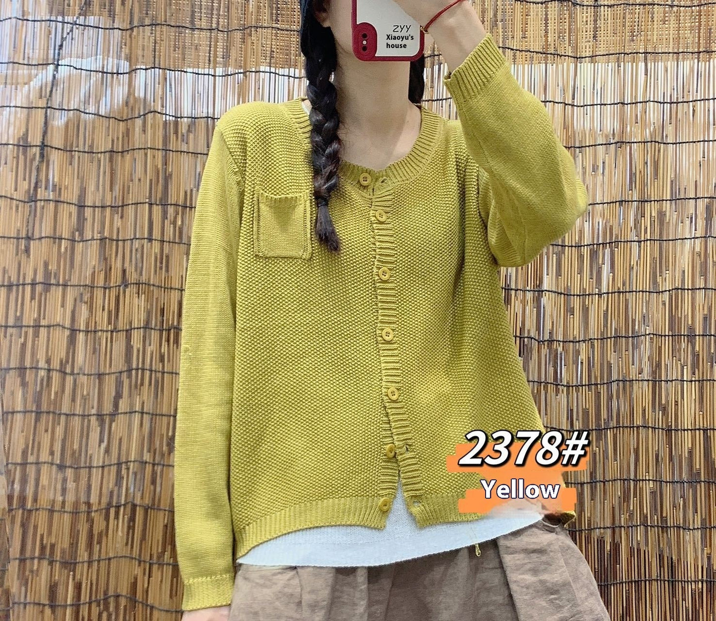 Pure Color Artistic Retro Loose Cardigan Sweater Women
