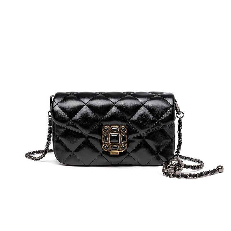 One Shoulder Cross Body Diamond Lattice Chain Bag