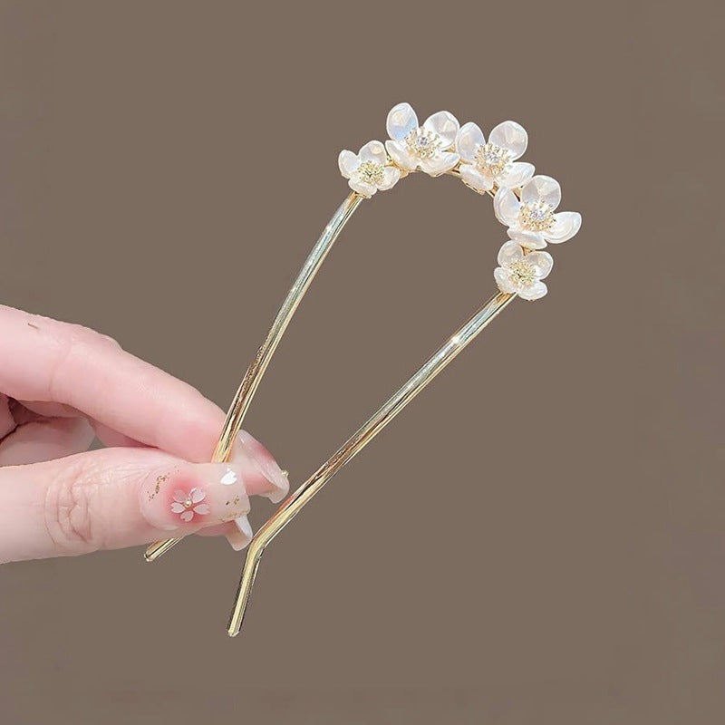 New Chinese Elegant Pearl Butterfly U-shaped Hair Pin Advanced Back Head Updo
