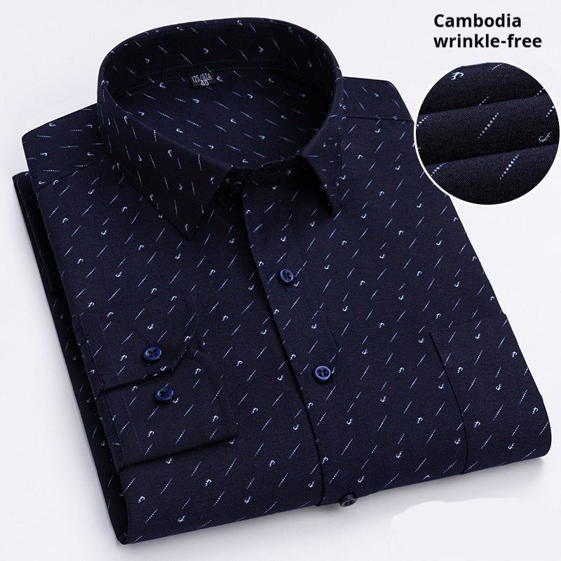 Men's Plaid Long-Sleeve Lightweight Casual Shirt For Middle-Aged And Elderly Men