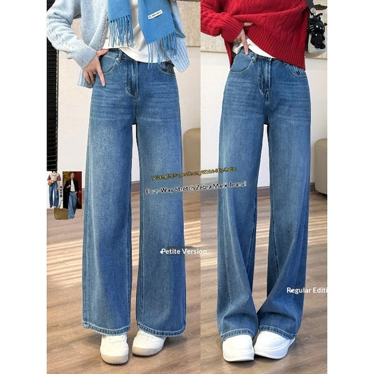 Kvinders moderigtige slim-fit afslappede denim-bukser med brede ben