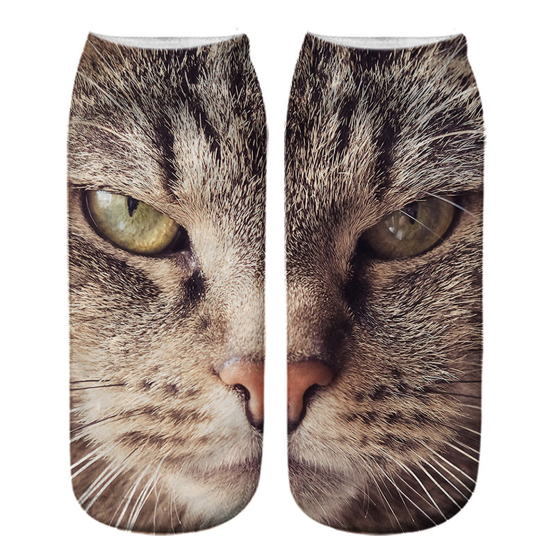 Cat Eye 3D Printing Heat Transfer Short Socks