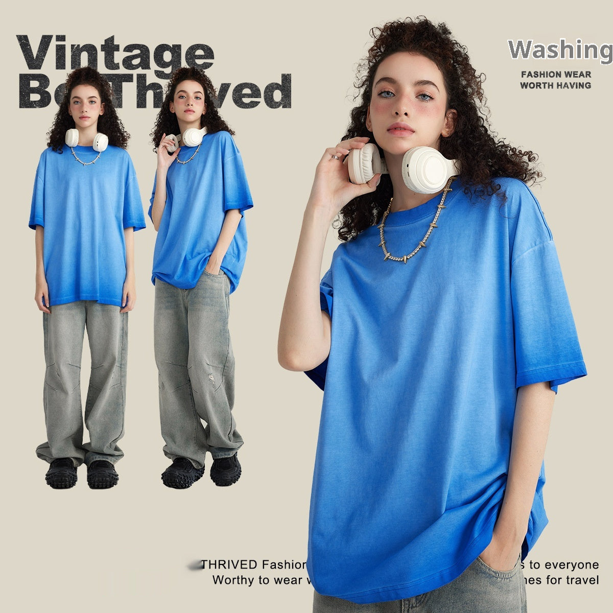 Retro Dopamine Round Neck Cotton Short Sleeve