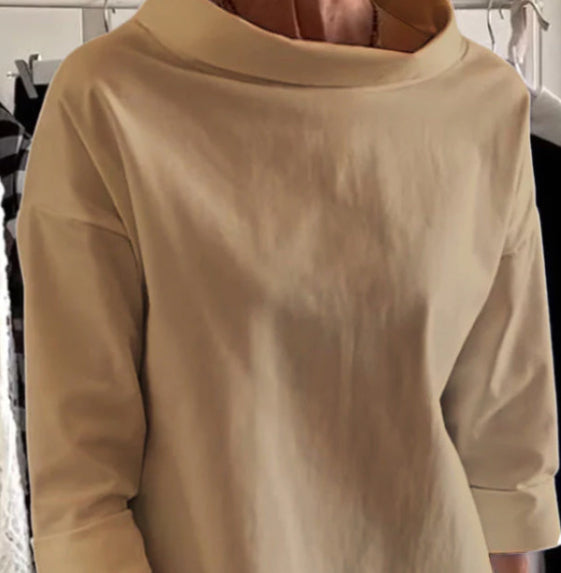 Fleece Shirt Women's Cotton Polyester Long Sleeve Half Turtleneck Women's Sweater