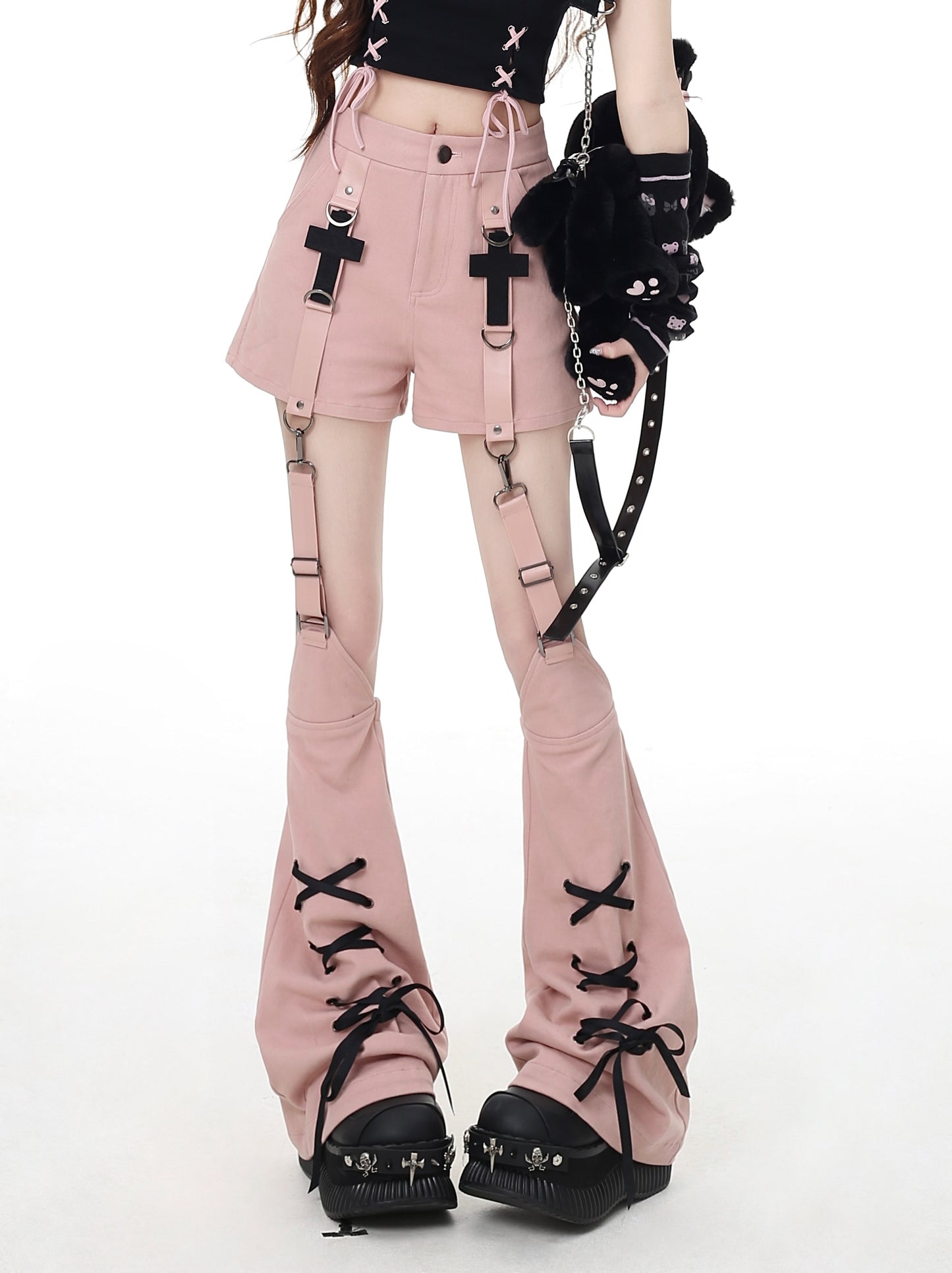 Sweet And Cool Detachable Leg Cover Design Spring And Summer Shorts For Women