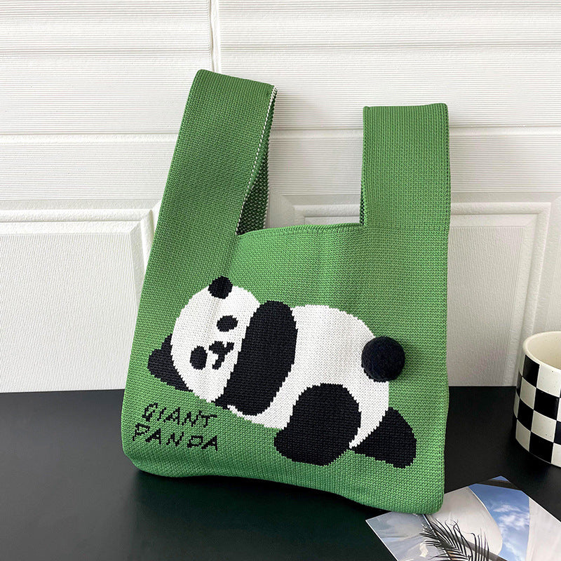 Vesttaske Strikket Sød Panda Skuldertaske