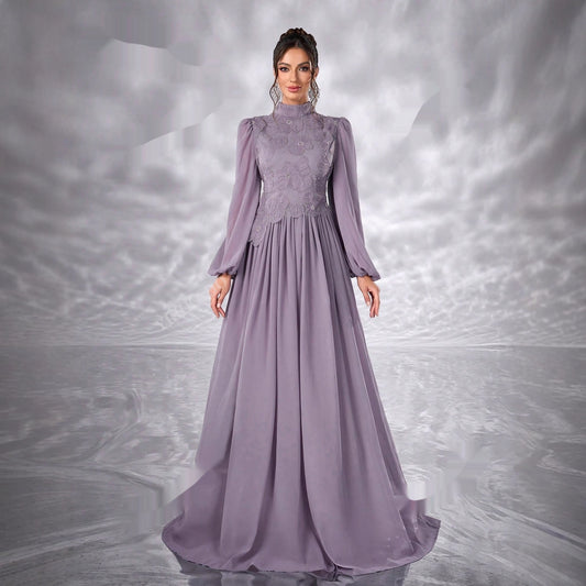 New Elegant Floral Dress With Long Sleeves Made Of Chiffon