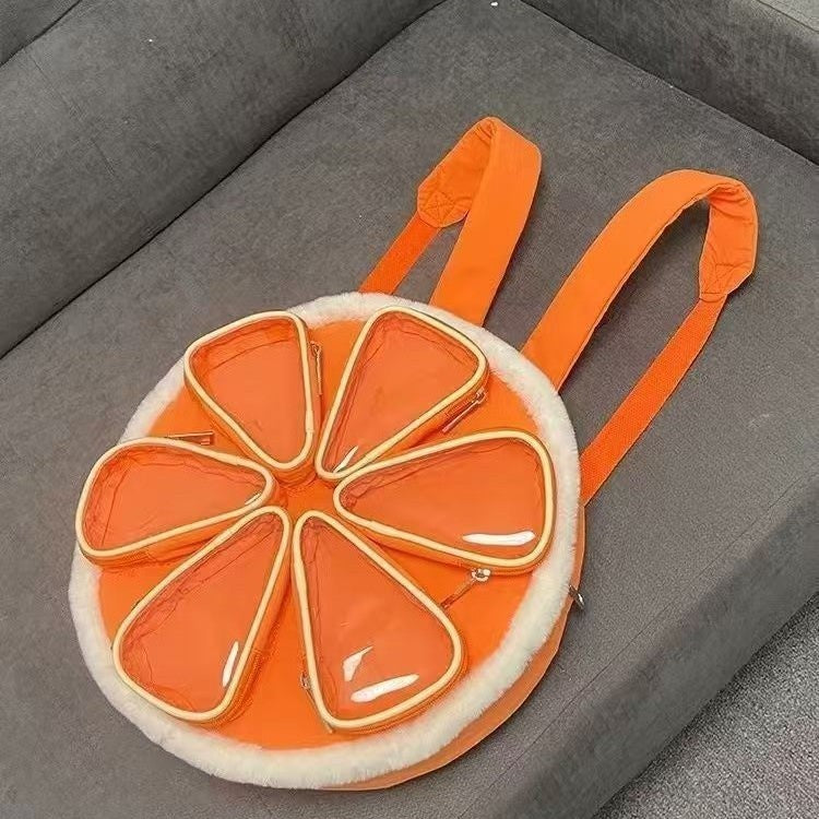 Multi-compartment Orange Cotton Backpack