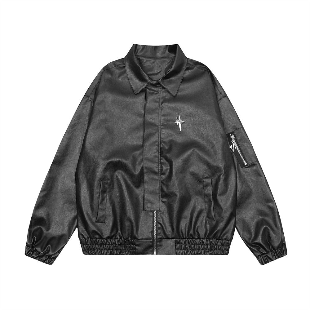 Spring And Autumn Loose Leather Coat Coat Men's High Street Simple