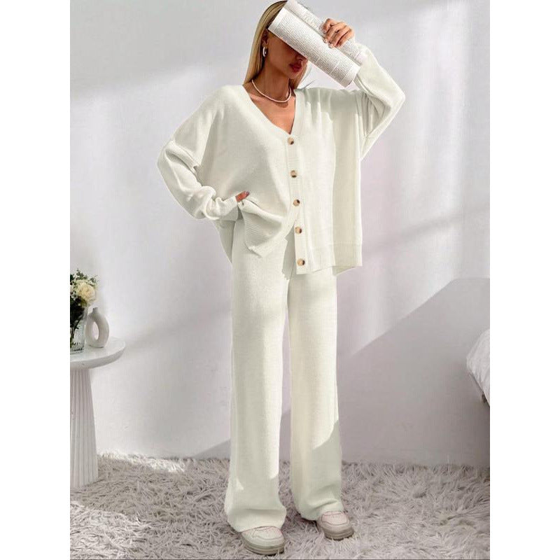 Buttons Front Cardigan Drop-shoulder Collar Cardigan Coat