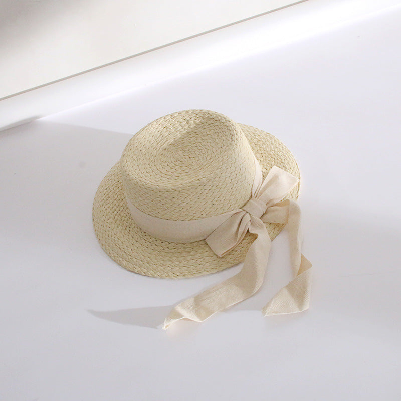 Women's Straw Hat Sunshade And Sunscreen With Ribbon Bow