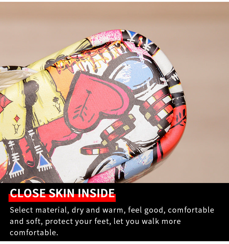 Women's Sandals And Slippers With Graffiti Platform