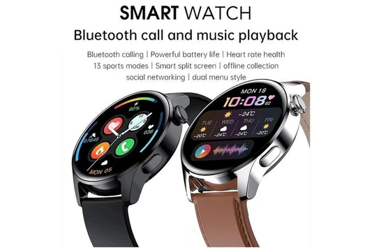 New for HUAWEI Smart Watch Men Waterproof Sport Fitness Tracker Multifunction Bluetooth Call Smartwatch Man for Android IOS - Mesh Belt BLACK