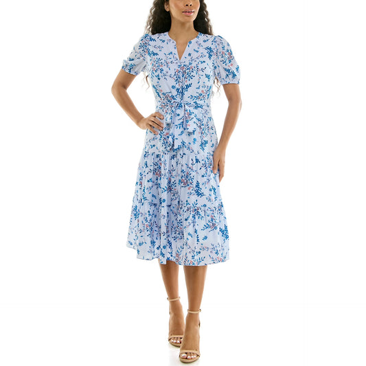 Womens Vacation Casual Fashion Floral Print Waist-Cinching Dress