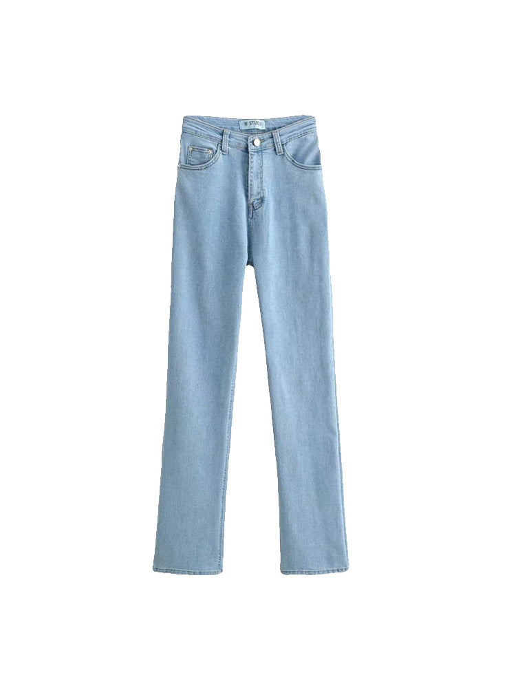 Retro Smalle Jeans med Høj Talje og Brede Ben Trend