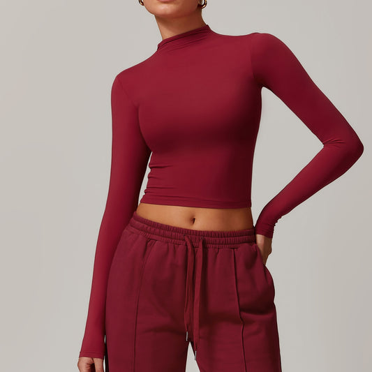 European And American Quick-drying Fitness Sports Long-sleeved Top High Collar Tight-fitting