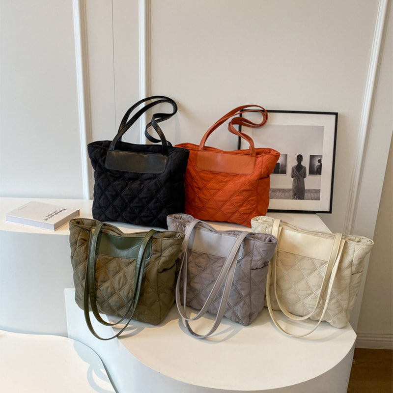 Rhombus Sewing Shoulder Bag Autumn And Winter Winter Luxury Women's Bag High Capacity Casual Commuting Personalized Handbags