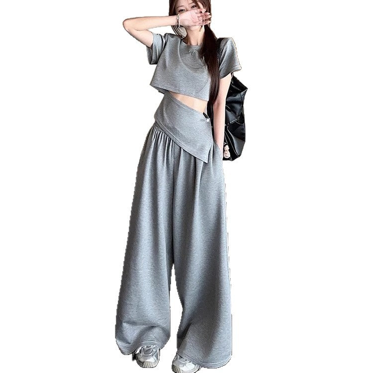Top T-shirt And Loose-fitting Wide-leg Pants Set