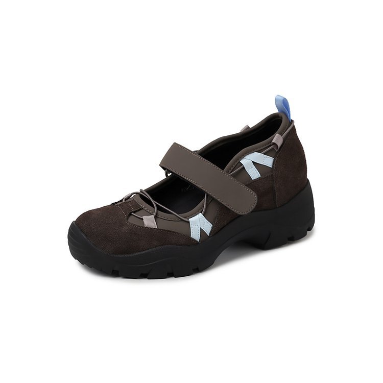 Retro Leather Chunky-soled Velcro Sneakers