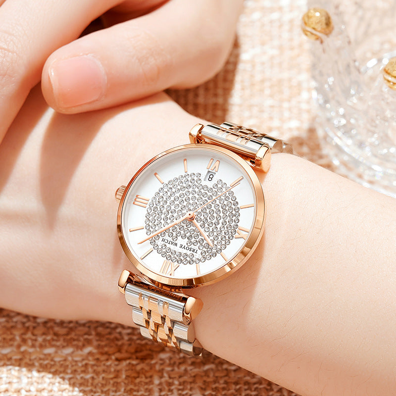 Starry Vandtæt Quartz Dameur med Diamanter