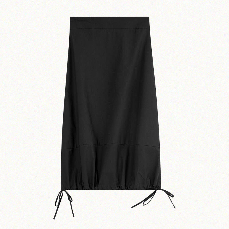 Elegant Simple Korean Style Drawstring At Hem A- Line Skirt