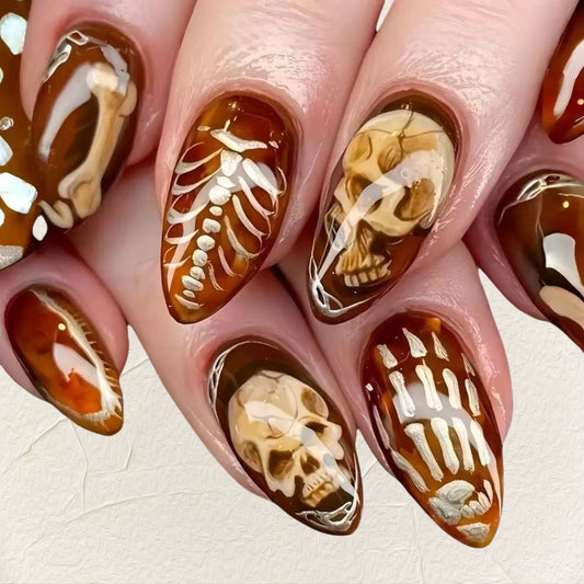 Round Head Almond Nail Punk Skull Day Of The Dead Halloween Wear Nail