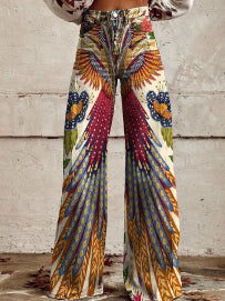 3D Thermal Transfer Bell-bottom Pants Simulation Denim Trousers
