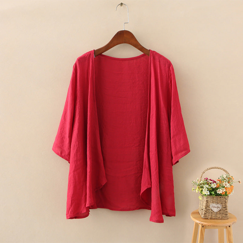 Cotton And Linen Outer Cardigan Women's Thin Shawl Summer