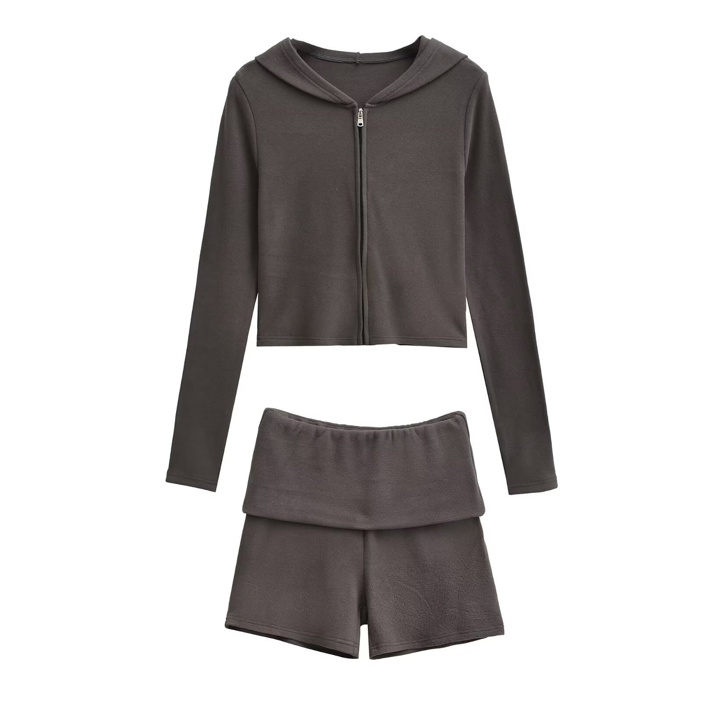 Flared Elastic-waist Bodycon Shorts Casual Set For Women