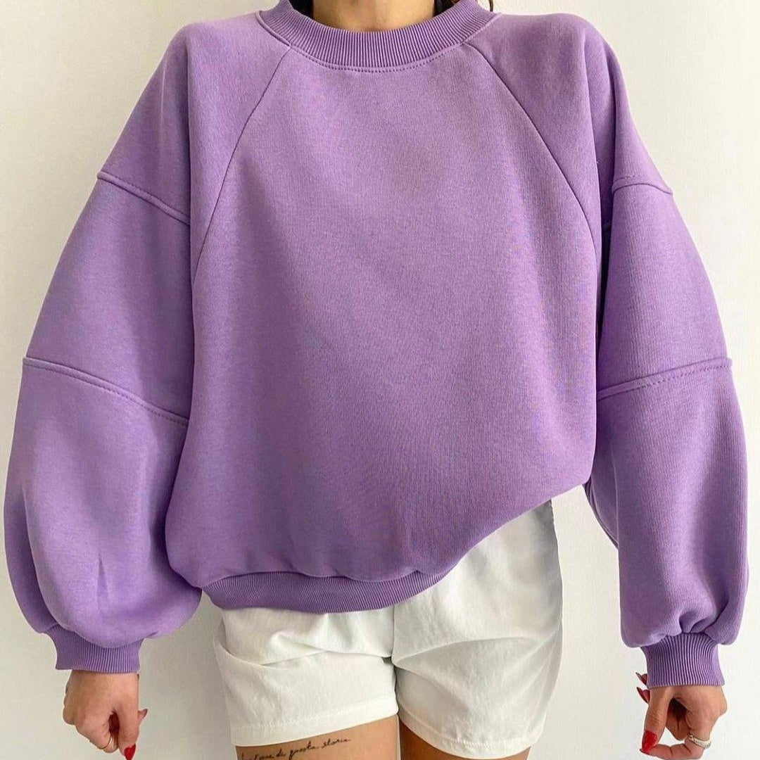 Ny rundhalset strikket langærmet ren sweater til kvinder